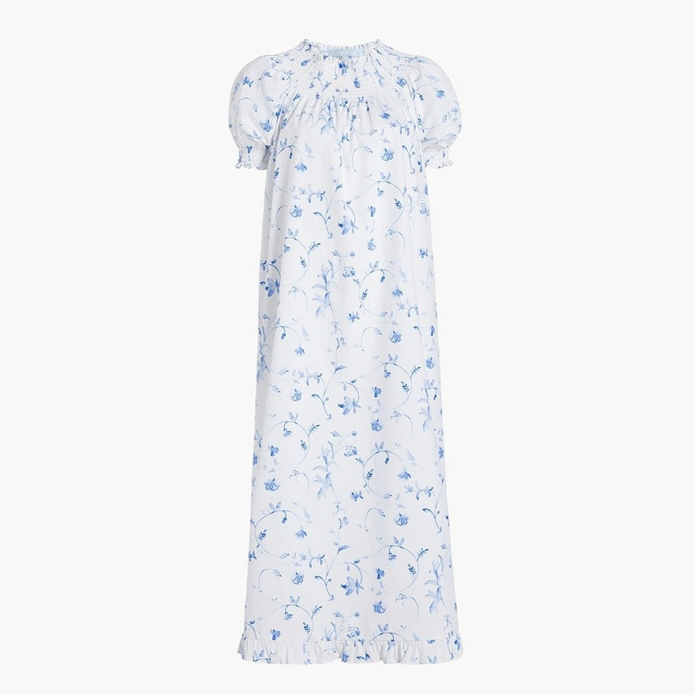 Caroline Nightgown with Blue Floral Print